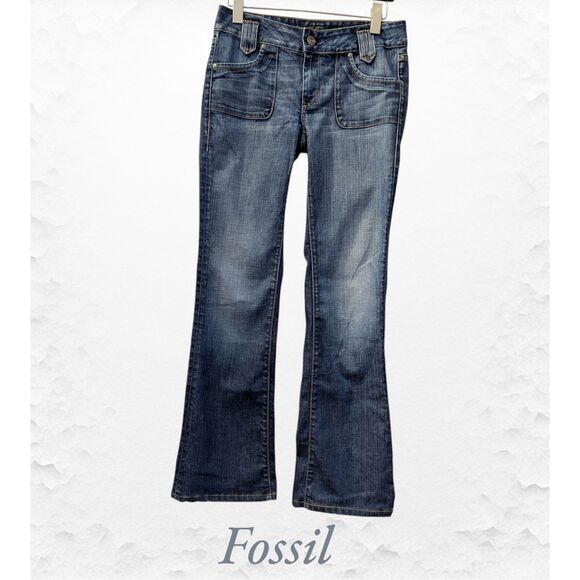 Genuine Fossil Denim Boot Cut, Distressed,Low Rise Jeans  Sz 28 - Picture 1 of 9